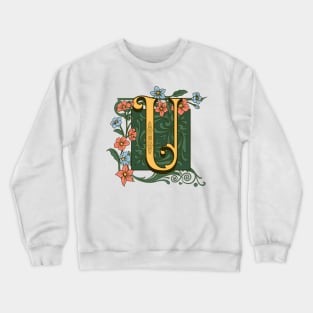 Art Nouveau Letter U, Ornamental Letter U, Art Deco Crewneck Sweatshirt